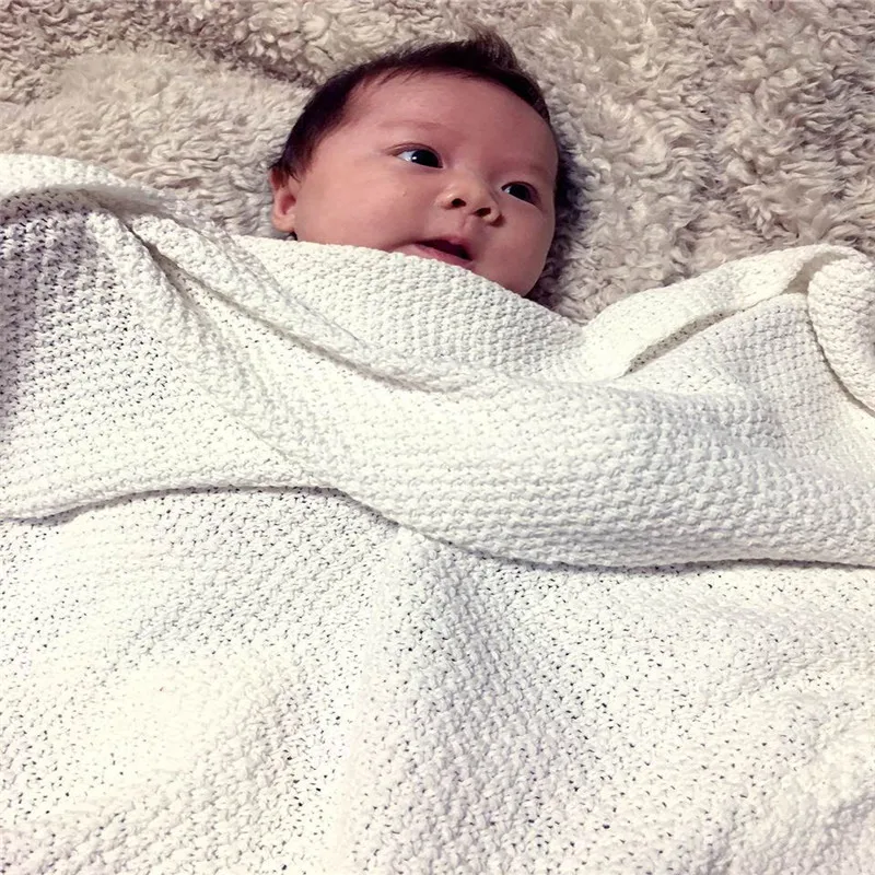 Knitting Baby Blanket Scarf Shawl Blanket Air Conditioning Thin Nap Blanket for Baby for Adult 80*135 Cm