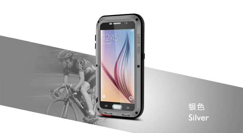 silver Чехол LOVE MEI в водостойкий металлический чехол для SAMSUNG Galaxy S10 S8 S9 плюс S6 S7 Edge Note 10 9 8 A3 A5(6) A6 A8 A8S S10E A70 - Цвет: silver