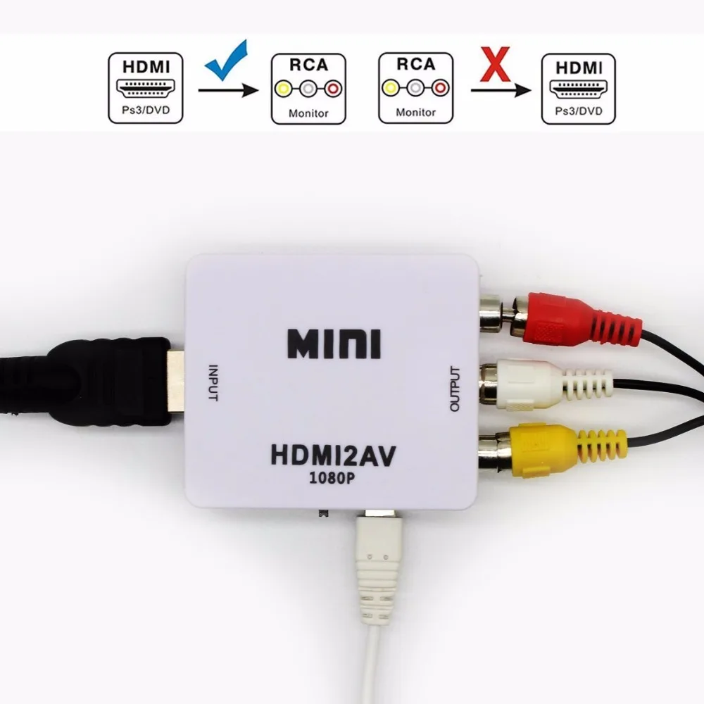Hdmi-rca AV/CVSB L/R видео AV/RCA CVBS композитный аудио адаптер мини HDMI2AV конвертер Android tv box + USB
