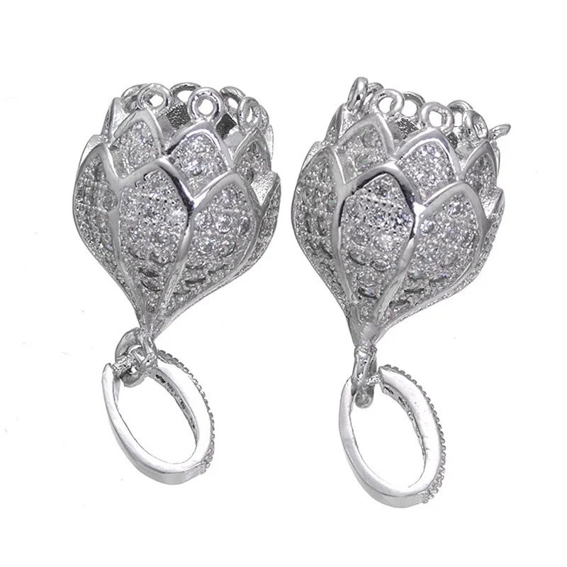 Модные ювелирные изделия подвески с белым Цирконом в форме бутона для браслетов