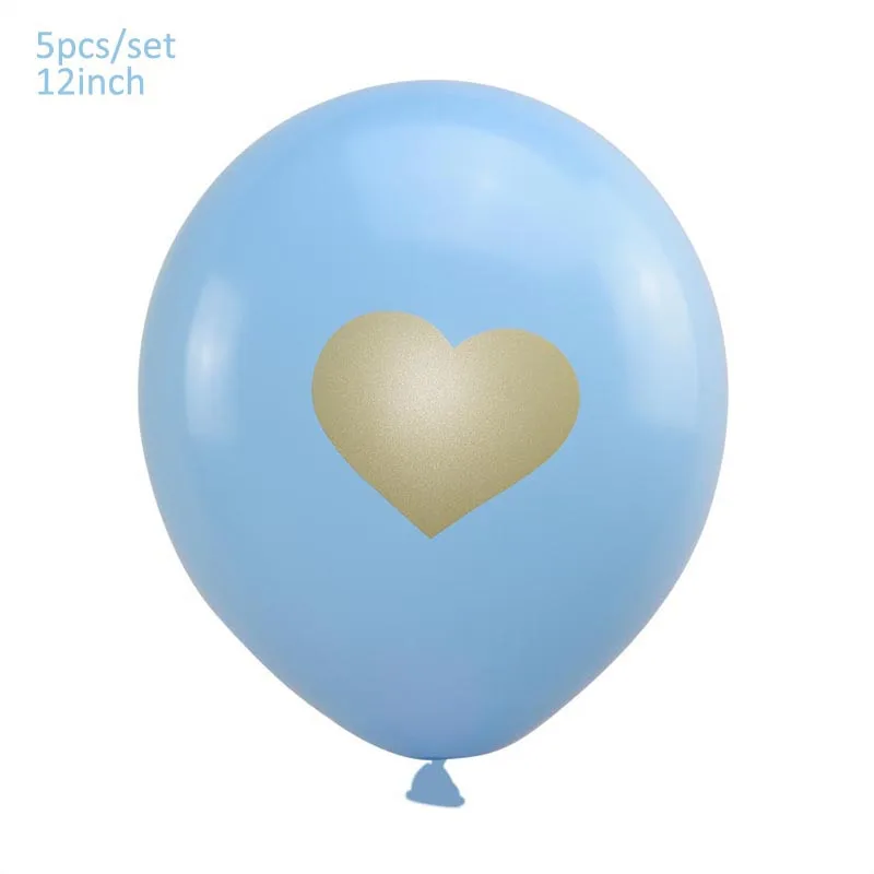 5pcs blue heart 1 Набор детских воздушных шаров на день рождения, для мальчиков/девочек, с буквами, фольгированные воздушные шары «сделай сам», детские украшения, вечерние принадлежности - Цвет: 5pcs blue heart