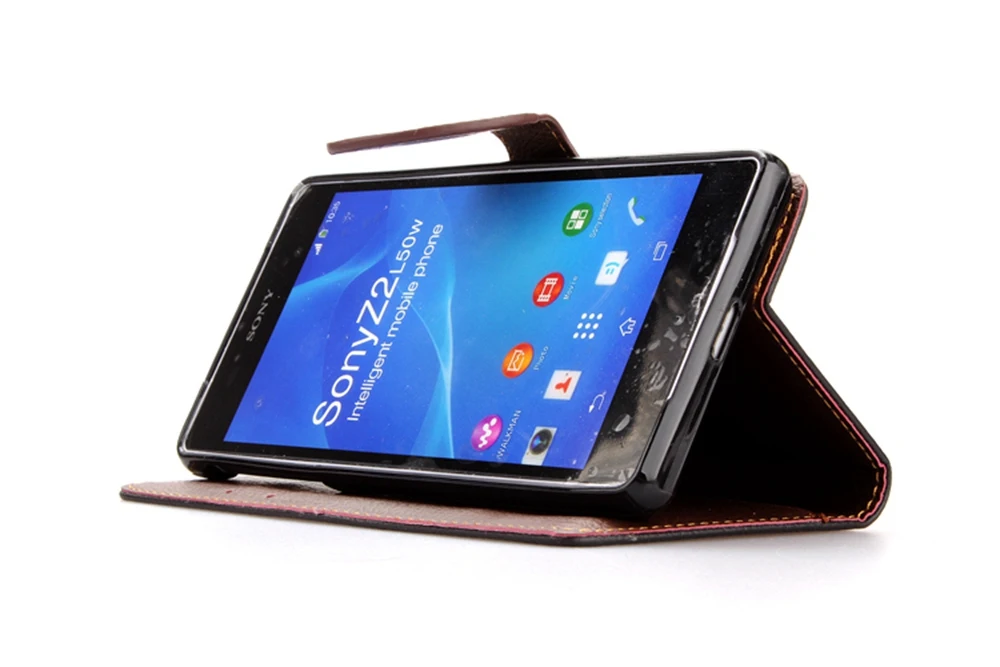 Fcoque кожаный чехол для телефона Sony Z2 ультра тонкий кошелек Флип держатель карты