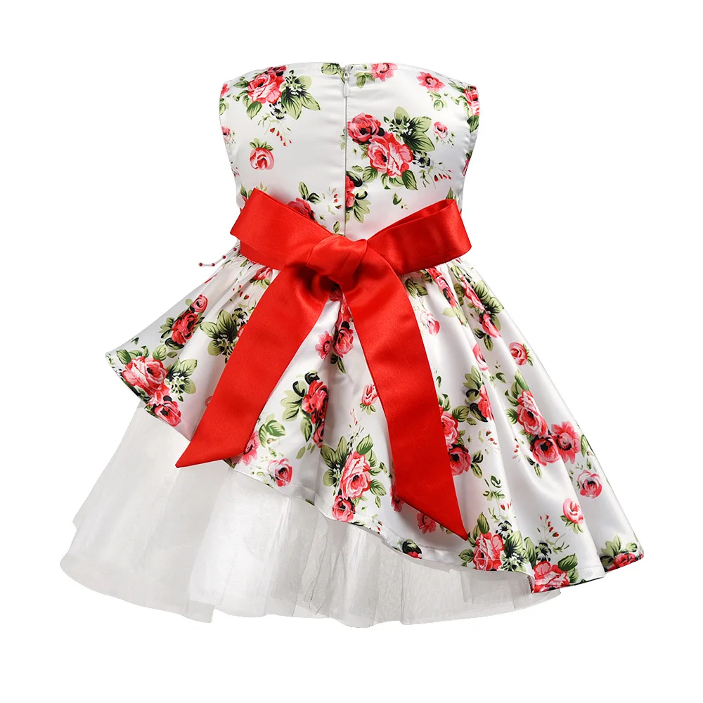 Новое летнее платье-туника без рукавов для девочек платье с цветочным принтом