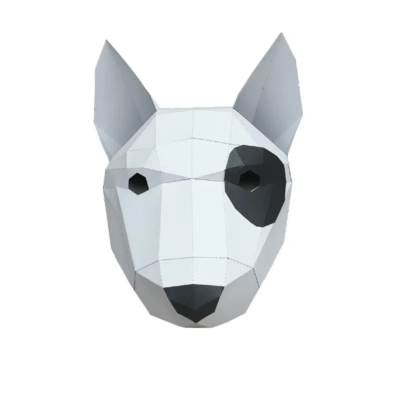 As picture 3D Бумажная Маска модный костюм животных бультерьер Косплей DIY бумажная Ремесленная Маска модели на Рождество Хэллоуин выпускной вечер вечерние подарки - Цвет: As picture