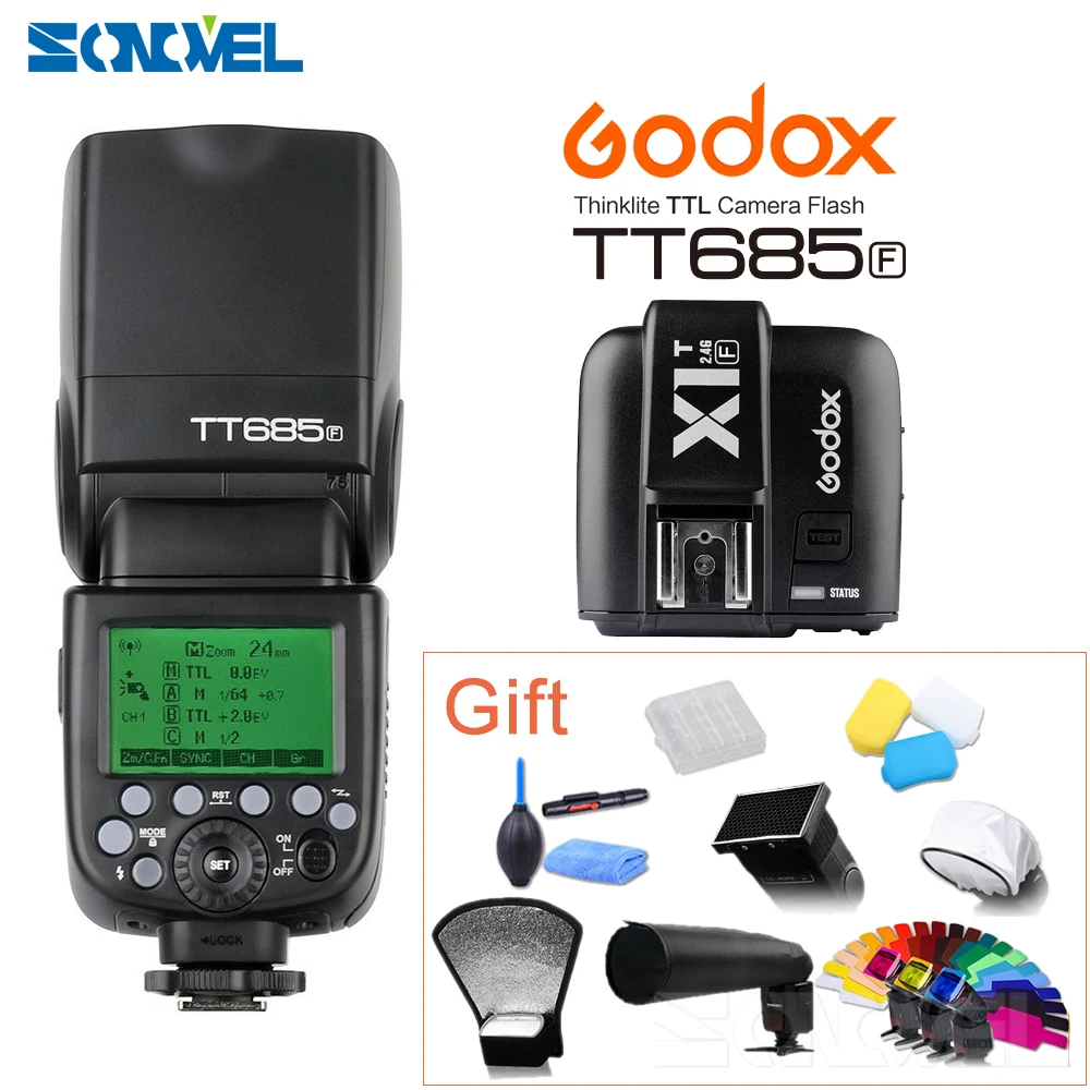 GODOX TT685F 2 4G HSS Беспроводной TTL GN60 стробоскопическая вспышка Speedlite + X1T F триггерный