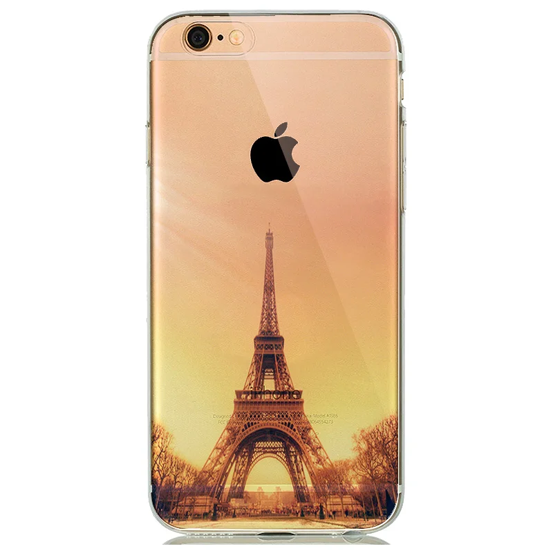 Мягкий чехол из ТПУ с природным пейзажем для capinhas iphone 8, 7 Plus, 6s, 5S, SE, силиконовый чехол с пейзажем, Effiel, башня, Париж, Лондон, город