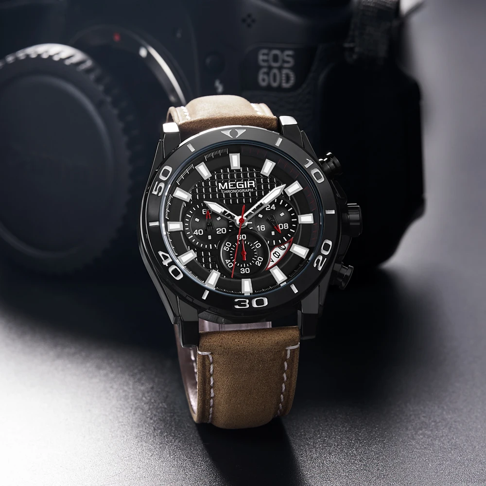 Часы наручные MEGIR Мужские кварцевые модные спортивные брендовые Роскошные