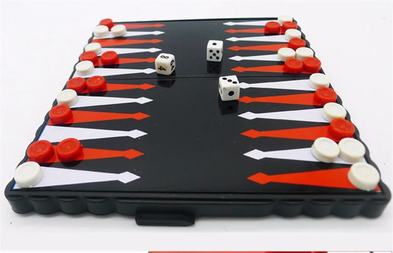 Портативный Профессиональный пластиковые магнитные Нарды фишек и кости набор