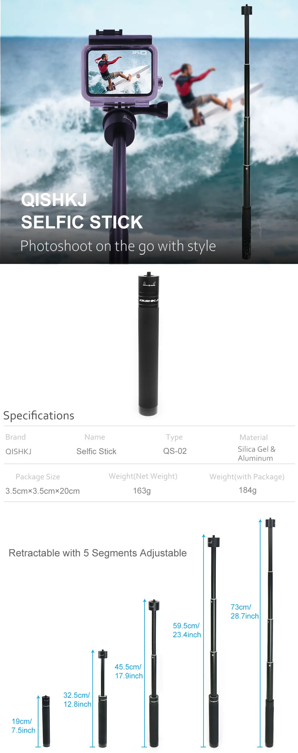 Удлинительная палка для OSMO Mobile 2 Zhiyun Smooth Q 4 DJI OSMO Action GOPRO OSMO Pocket Insta 360 One X Stick Аксессуары