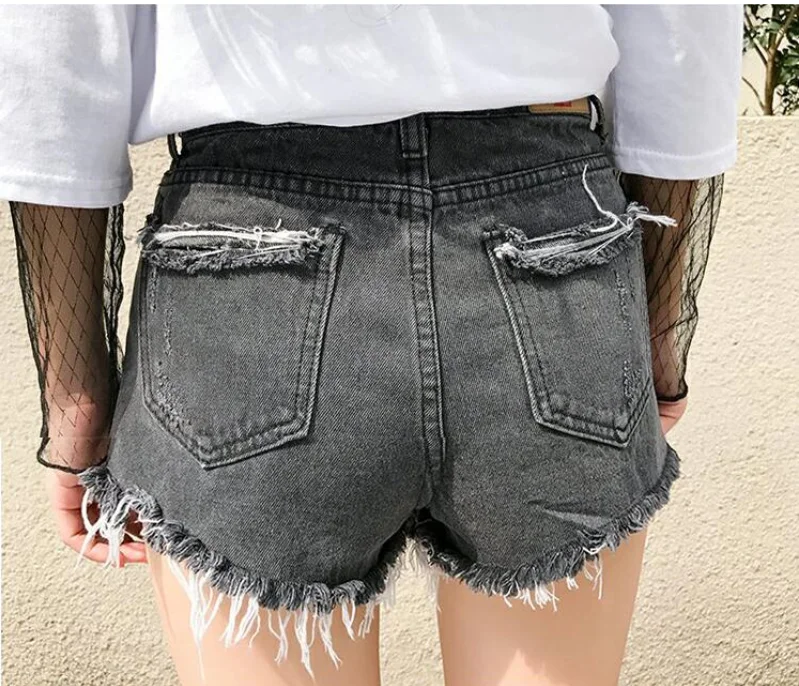 Summer Shorts Women Fashion Large size Denim New Female Zipper Button pocket hole Ripped Casual 2019 Slim-type | Женская одежда