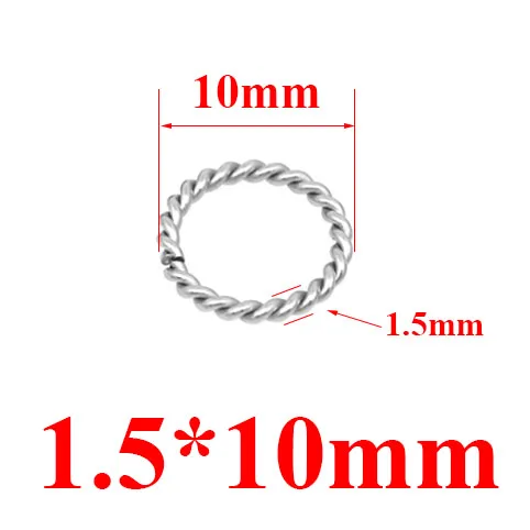 1.5x10mm 50 шт./лот спираль Нержавеющая сталь открытые кольца прыжок 6/8/10/12/15 мм Серебряный тон Разделение кольца Разъемы для бижутерии, материал для изготовления - Цвет: 1.5x10mm