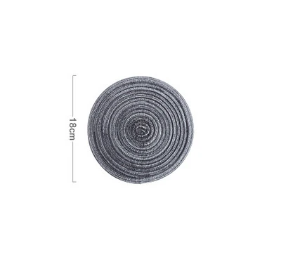18cm Gray Антиобжимные круглые изоляционные подставки из рами, твердые Нескользящие салфетки, льняные кухонные аксессуары, декоративные домашние коврики, поднос для посуды - Color: 18cm Gray
