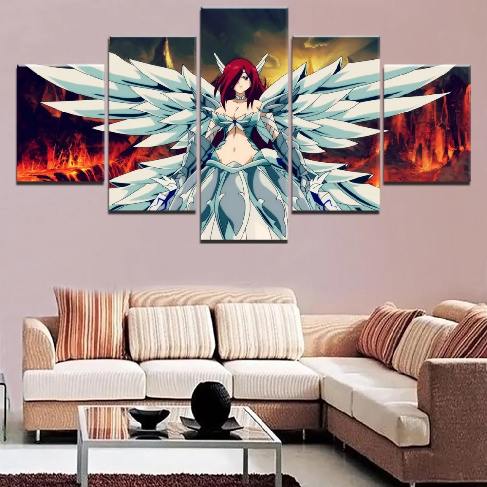 5 шт. Постер картина художественное произведение Erza Scarlet Fairy Tail аниме современная