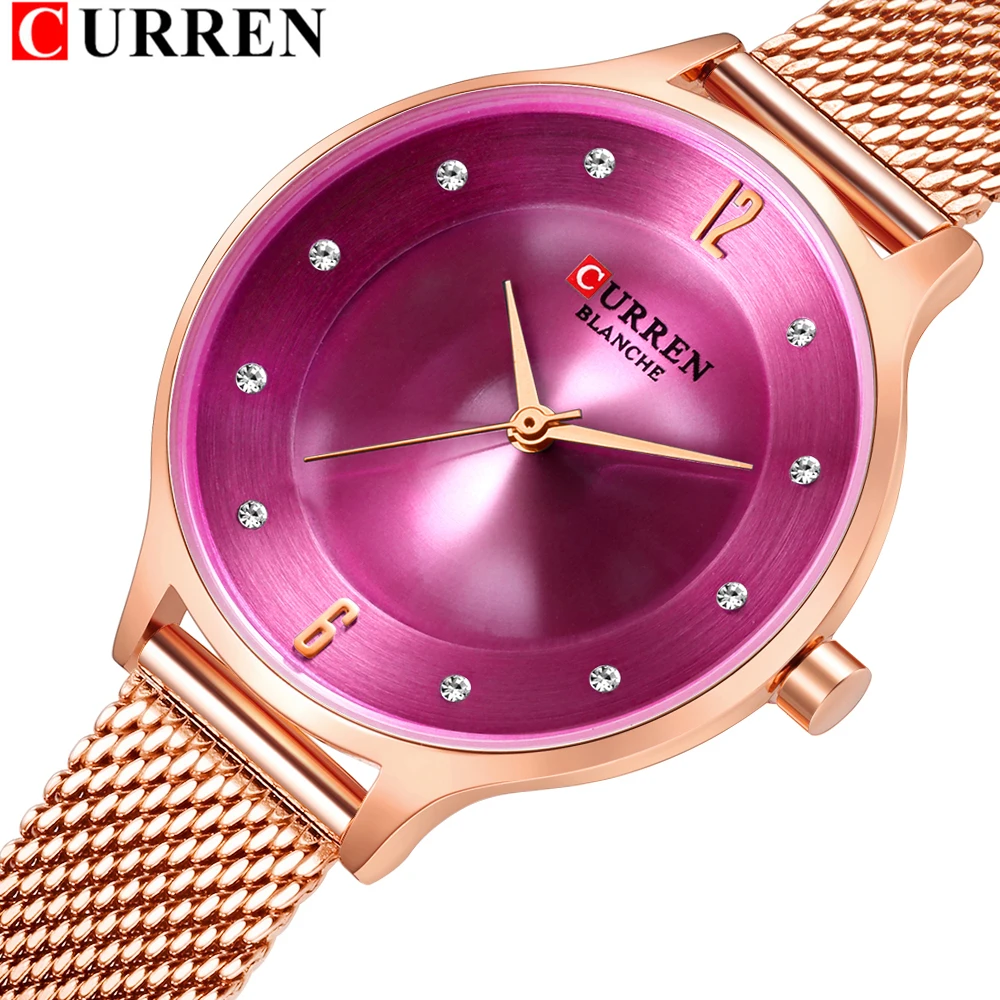 Классические кварцевые женские часы с бриллиантами Топ бренд CURREN Reloj Mujer модные