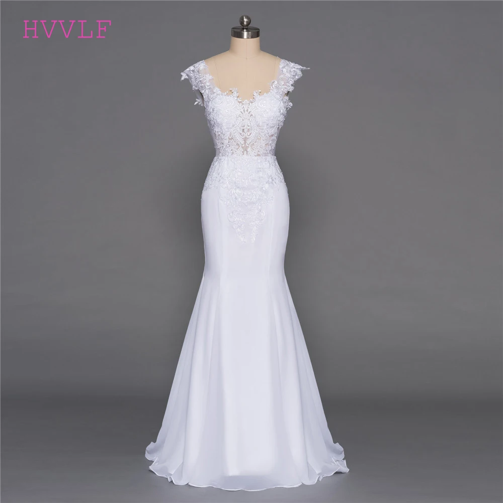 Пляжное свадебное платье Vestido De Noiva Свадебные платья русалки Кепки рукава шифон