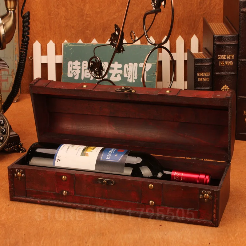Деревянная антикварная винная коробка в ретро стиле подарочная упаковка для