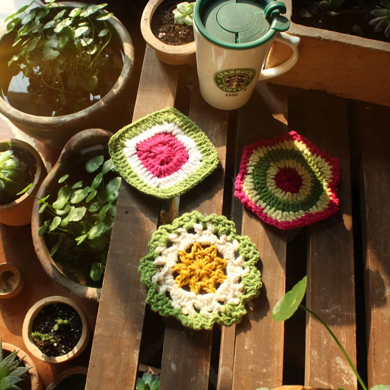 Вязаные подставки ручной работы коврик для стола Mori Doilies подстаканник съемки