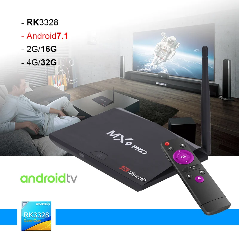 MX9 Pro 4 ГБ ОЗУ 32 Гб ПЗУ Android 7 1 ТВ приставка RK3328 четырехъядерный 2 4G/5G WiFi BT USB 3 0 4K