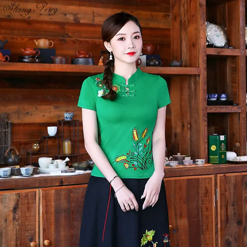 Традиционная китайская рубашка одежда для женщин вышивка 5XL Qipao элегантные Blusa