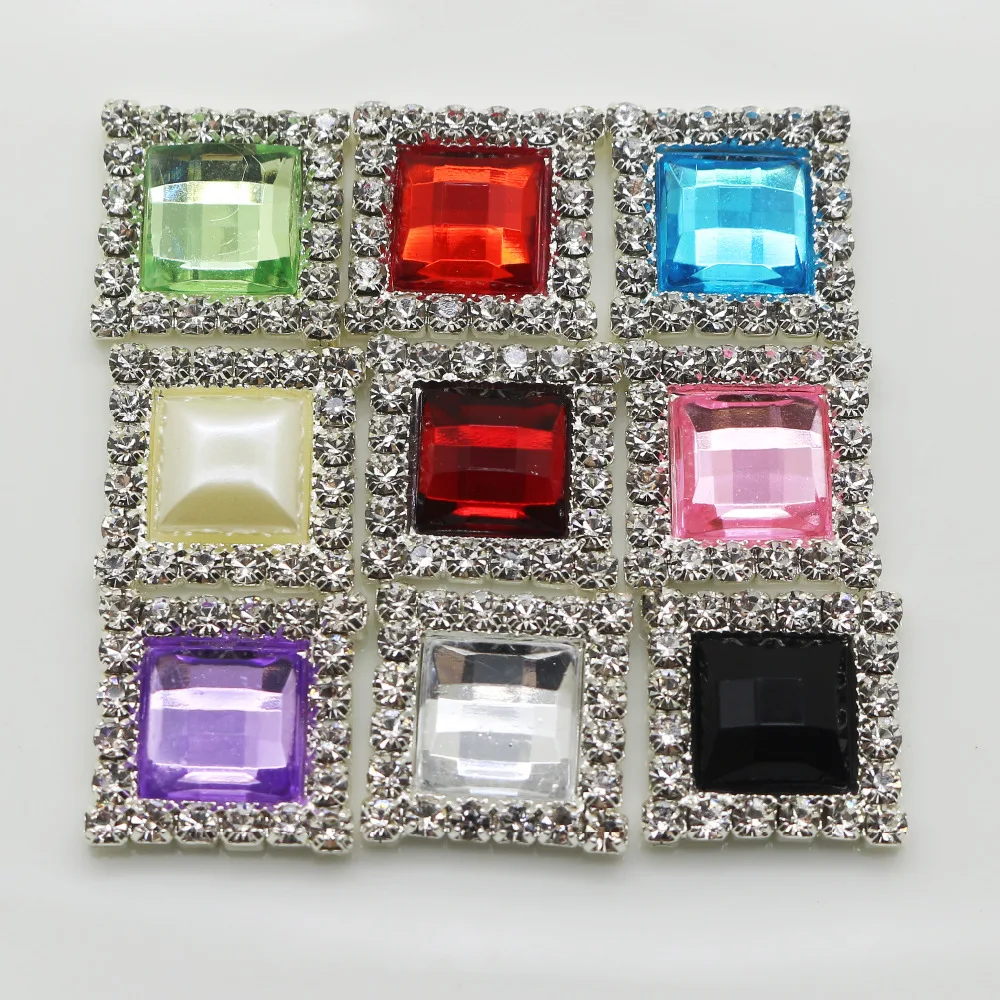 Новинка 10 шт. квадратные пуговицы с плоской спинкой разноцветные блестящие