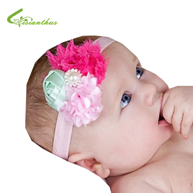 Детский ободок с цветными цветами модный бриллиантами и жемчугом детский