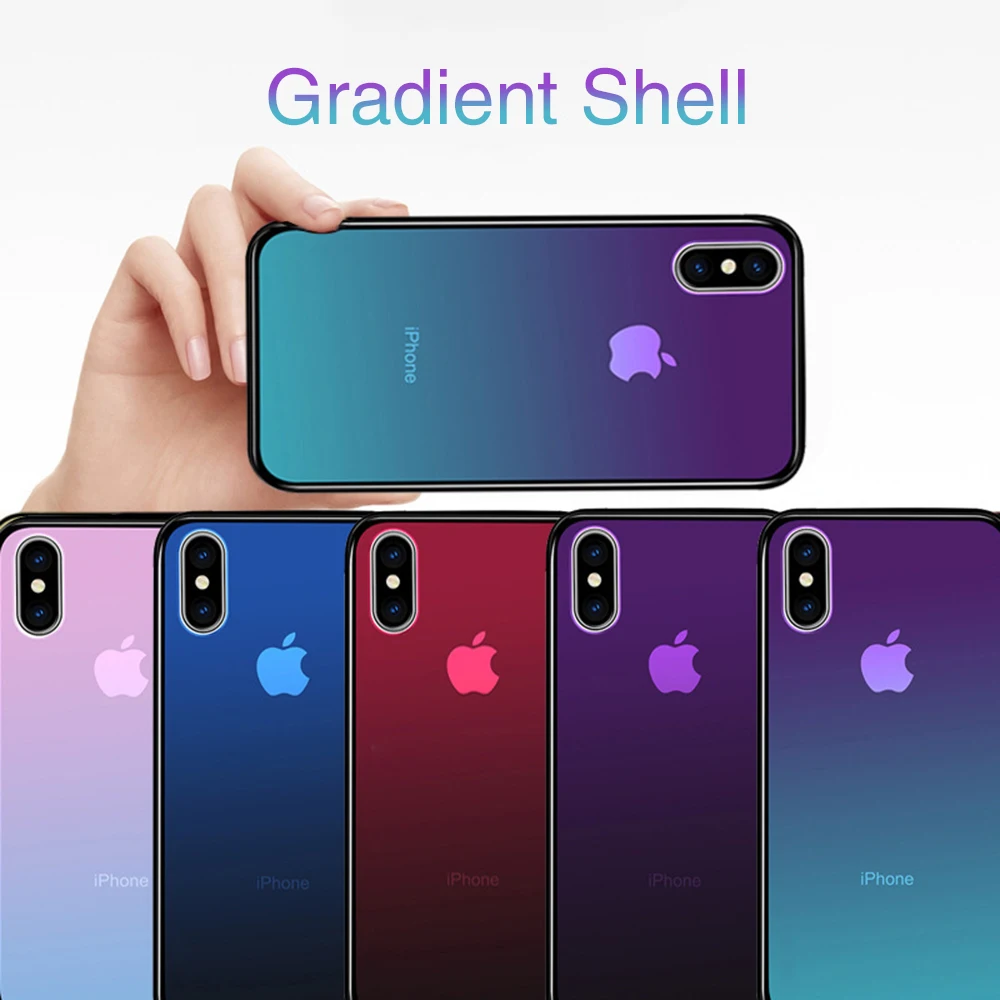 Чехол OTAO из закаленного стекла с градиентом HD для iphone XR XS MAX X 8 7 6 6S Plus