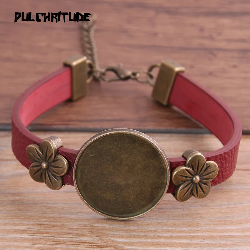 1 шт. 6 цветов браслет из искусственной кожи бронзовое основание в форме цветка