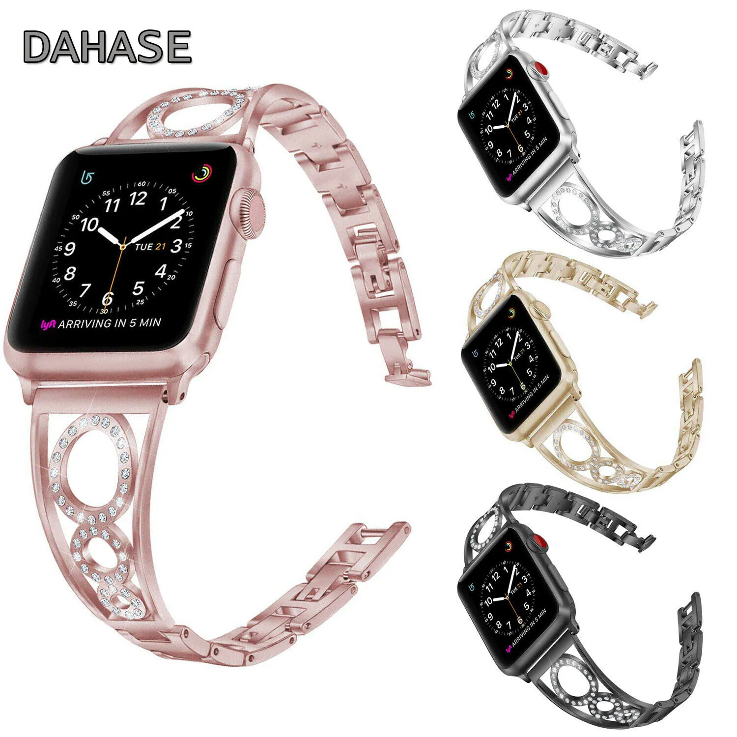 Ремешок Bling часы украшенные драгоценными камнями для Apple Watch Series 4 3 2 1 Круглый