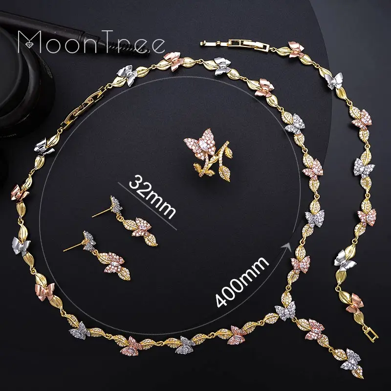 MoonTree кубический цирконий лист животное Бабочка Свадебное Обручальное ожерелье