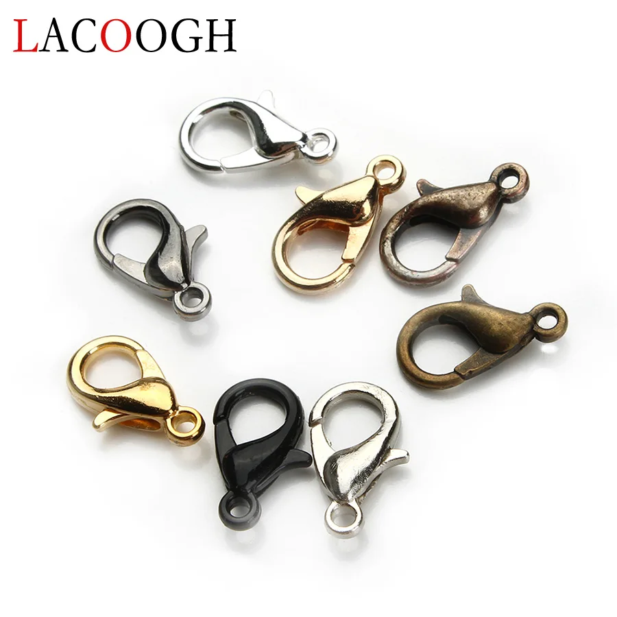 

50pcs/set 12x6mm Black/Gunblack/Rhodium/Bronze/Gold/Silver Tone Alloy Lobster Clasps Connectors Hooks for DIY Jewelry Findings