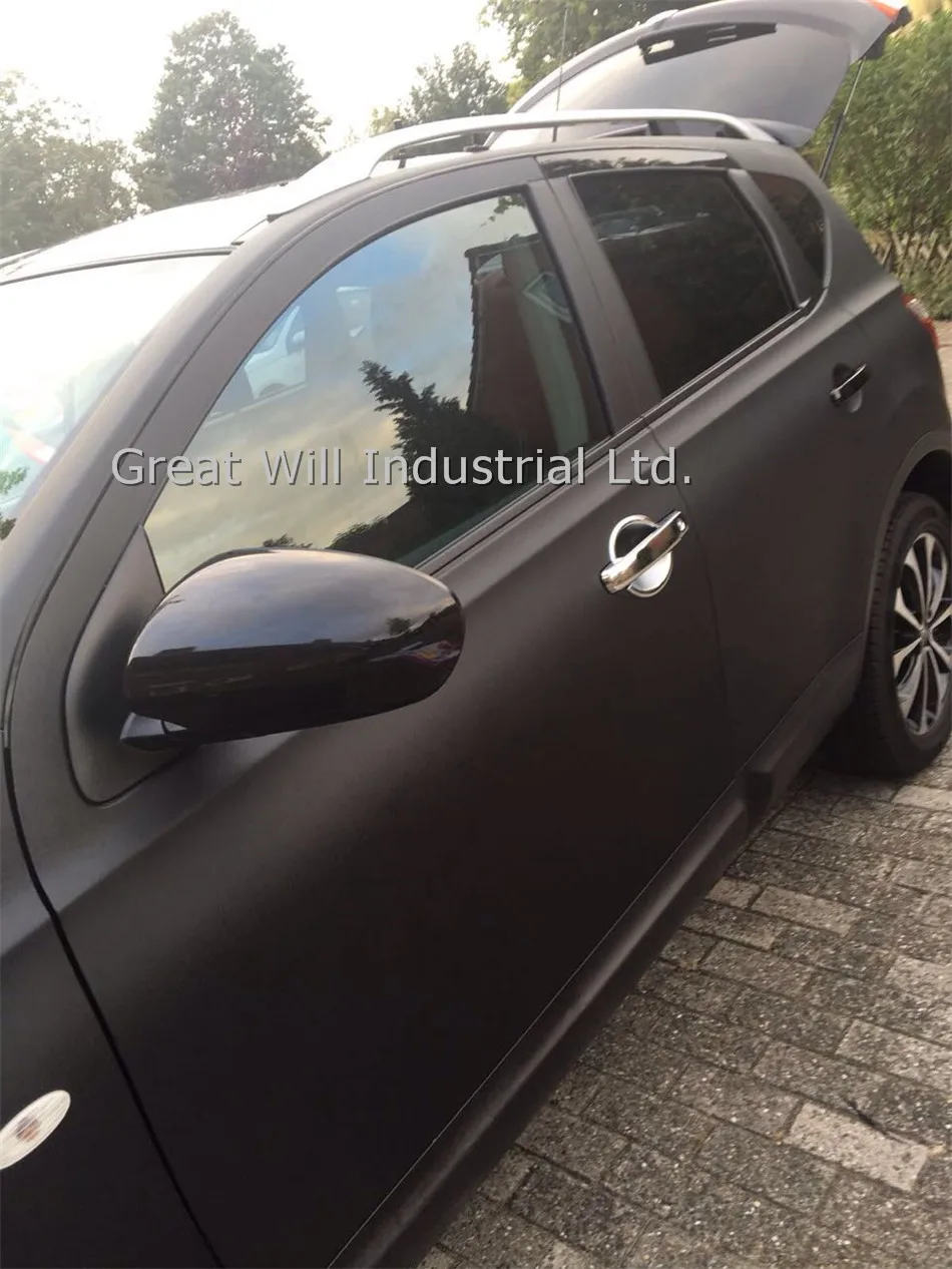 Атласная Черная фотография без пузырьков воздуха для обмотки автомобиля