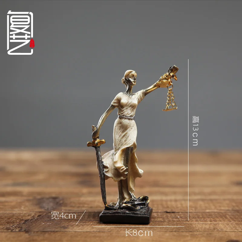 Goddess of justice Винтажная римская Скульптура солдата, греческая мифологическая фигура, ретро декоративная статуя, средневековая доспехи, статуя Божья статуя, полимерная кукла, Декор - Цвет: Goddess of justice