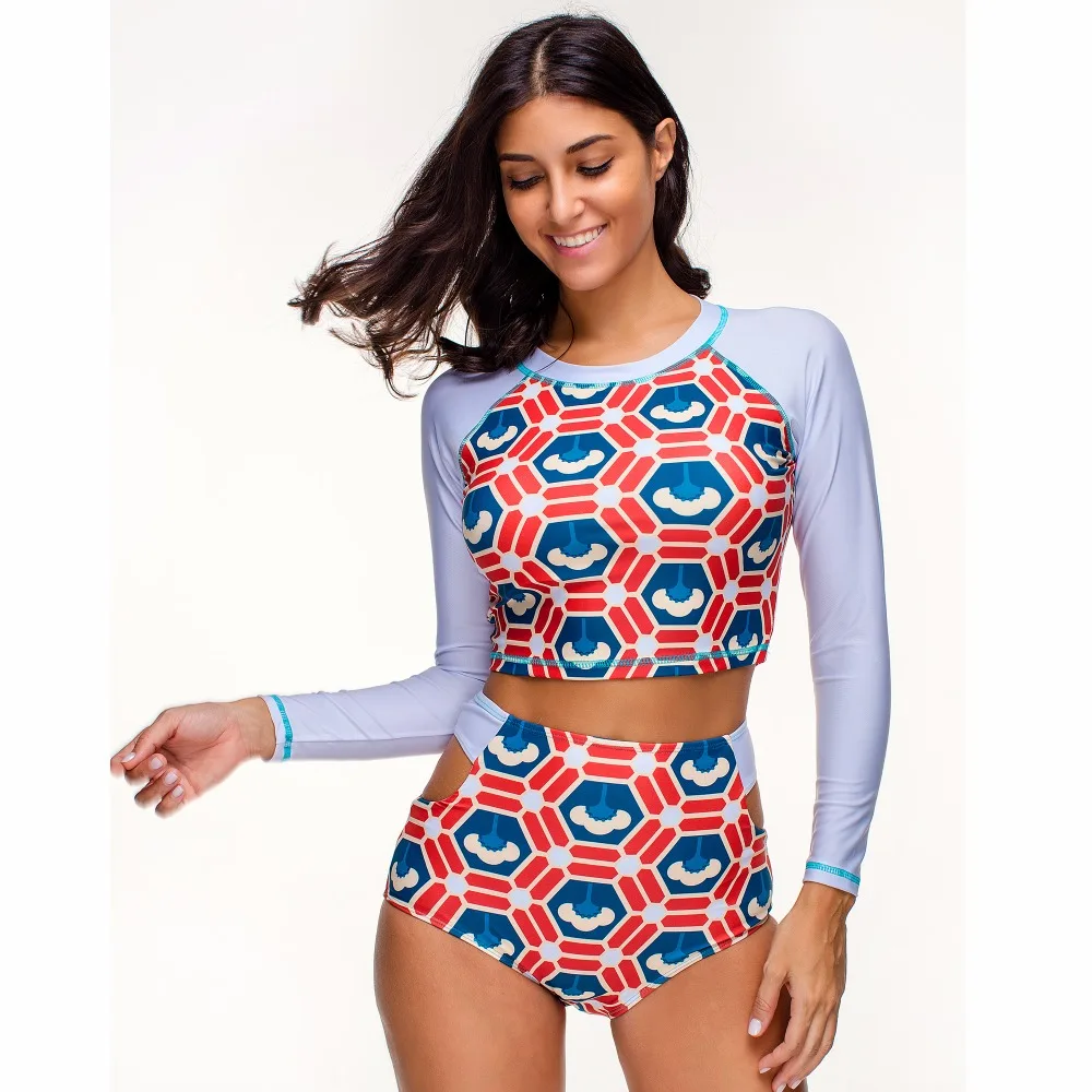 Одежда для плавания с длинным рукавом женский купальник отжимать танцини топы