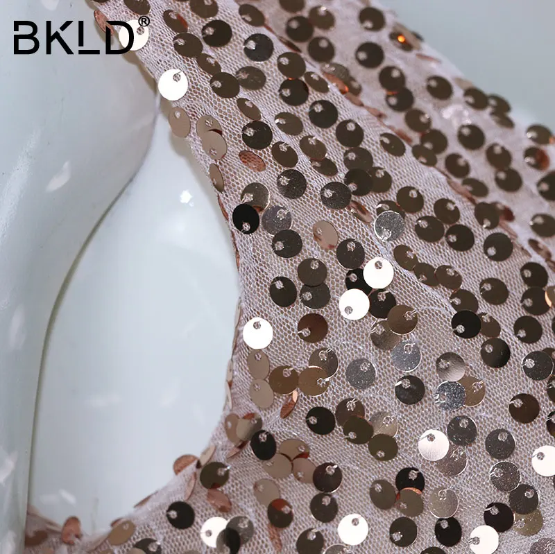 Женское Клубное платье с блестками BKLD розовое золото 2018 сексуальные летние