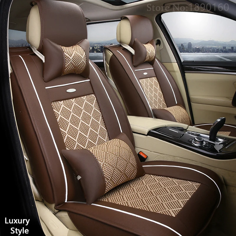 Дышащие кожаные чехлы на сиденья автомобиля для Chrysler 300C PT Cruiser Grand Voyager Sebring