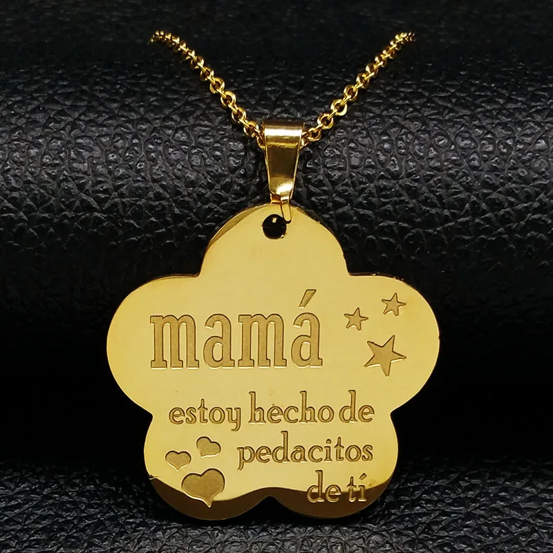 hecho for Boy Gold Mama, цепочка из нержавеющей стали, ожерелье для женщин, черная эмаль, серебряный цвет, массивное ожерелье, ювелирное изделие, dia de la madre N18132 - Окраска металла: hecho for Boy Gold