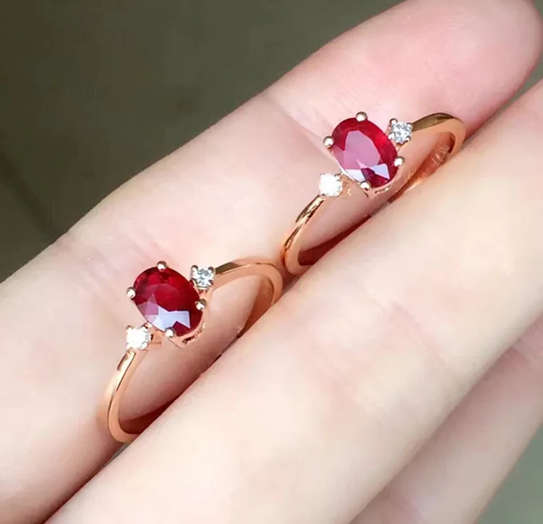 0.5ct 18 K Золотое кольцо из природного рубина женские свадебные ювелирные украшения Прекрасные ювелирные украшения Валентина хорошая цена
