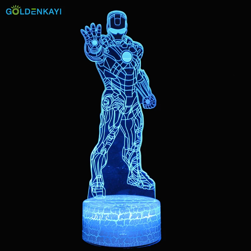GOLDENKAYI 3D Железный человек LED оригинальность ночные светильники атмосфера
