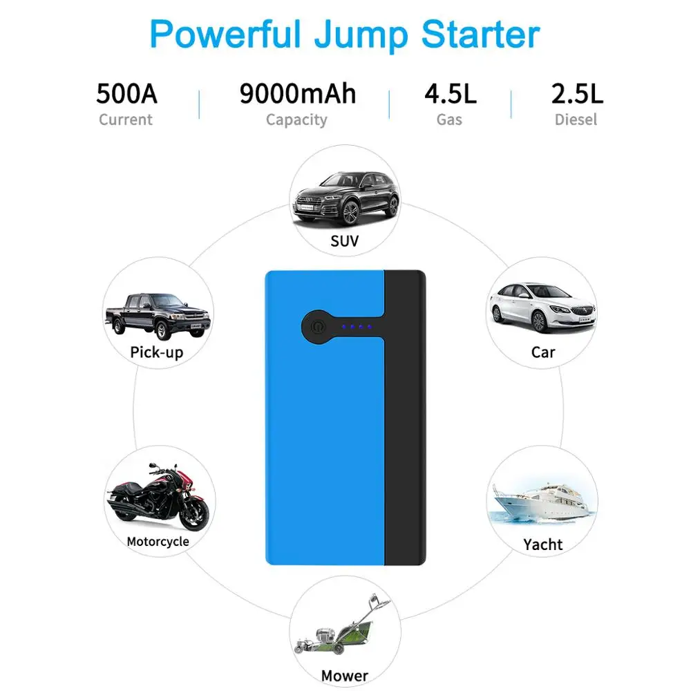 9000 mAh автомобильный стартер 500A аварийный аккумулятор автомобиля 12 V Авто наружный автомобильный аккумулятор многофункциональный автомобильный усилитель Банк питания