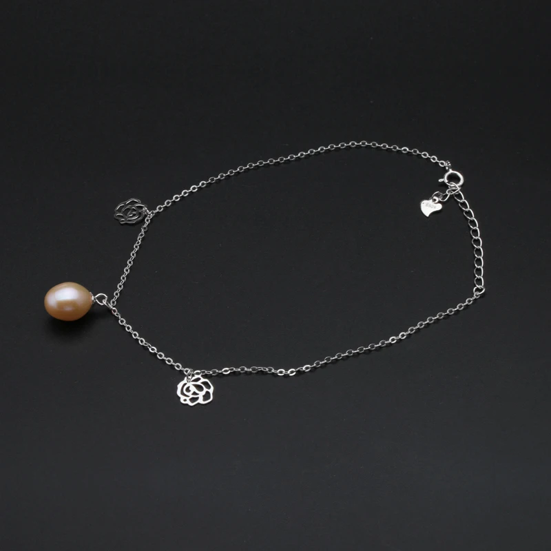 

Natural freshwater pearl anklets for women,real pearl 925 silver anklet fashion jewelry