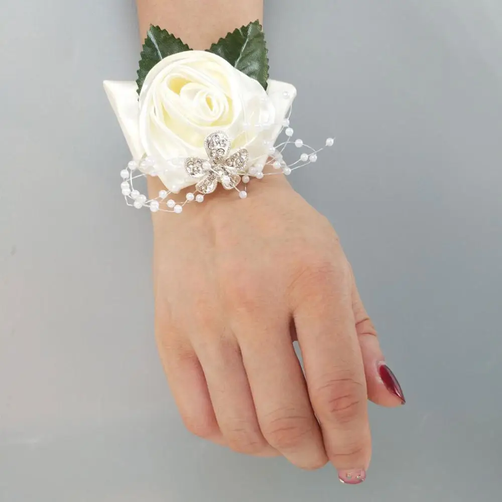 wrist flower ivory 6 шт./лот Свадебные украшения Свадебный цветок на запястье ручной цветок шелковые кружева Искусственные невесты бутоньерка 0677Y - Цвет: wrist flower ivory