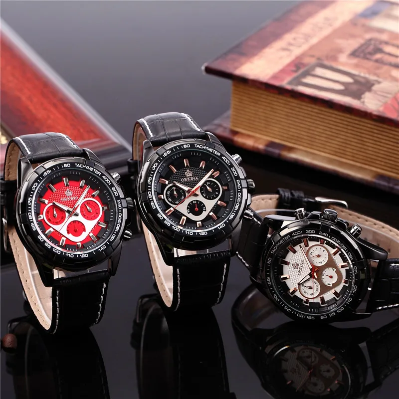 

MG. ORKINA Quartz Men Watch Dashboard Dial Japan Movt MIYOTA JS20 Chrongraph Stopwatch Function Waterproof Relogio Sport