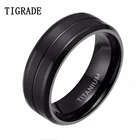 Tigrade мужское черное кольцо на палец 8 мм крутое матовое титановое обручальное кольцо Мужские украшения