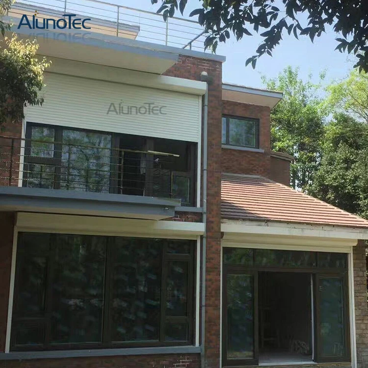 Автоматическая шторная дверь окна рулонные ворота из алюминия с белый бежевый