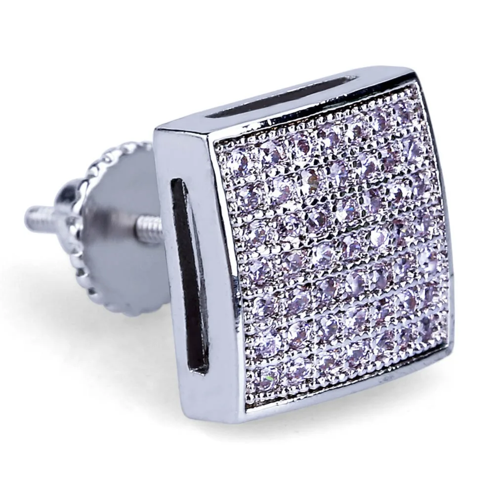 TOPGRILLZ серьги в стиле хип-хоп золото/серебро Цвет Iced Out Micro Pave CZStone квадратные серьги лаборатории D серьги-гвоздики с винтом сзади
