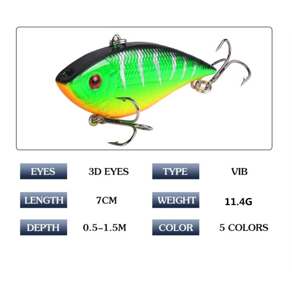 1 шт./лот зимние приманки для ловли рыбы твердая бас 7 см 11 4 г VIB со свинцом внутри
