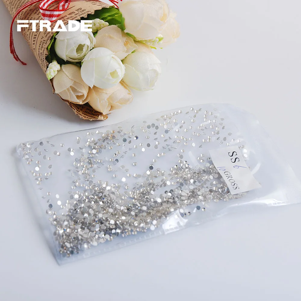 SS6 1440Pcs Все размеры, SS3-SS40, прозрачный кристалл, плоские с оборота, стеклянные ногти, художественные стразы, швейная ткань, одежда, не исправление камней, для украшения своими руками - Цвет: SS6 1440Pcs
