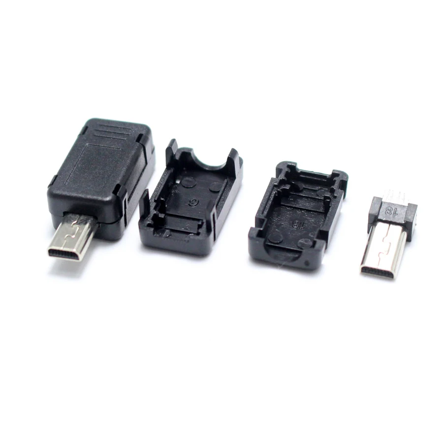 5 компл. Micro USB длинный тип сварочный штекер разъем USB-A 3 в 1 Разъем DIY черный для OD4.0mm