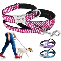 custom nylon dog collar personalized printed nameplate collar leash set engraved pet tag collar adjustable for medium large dogs