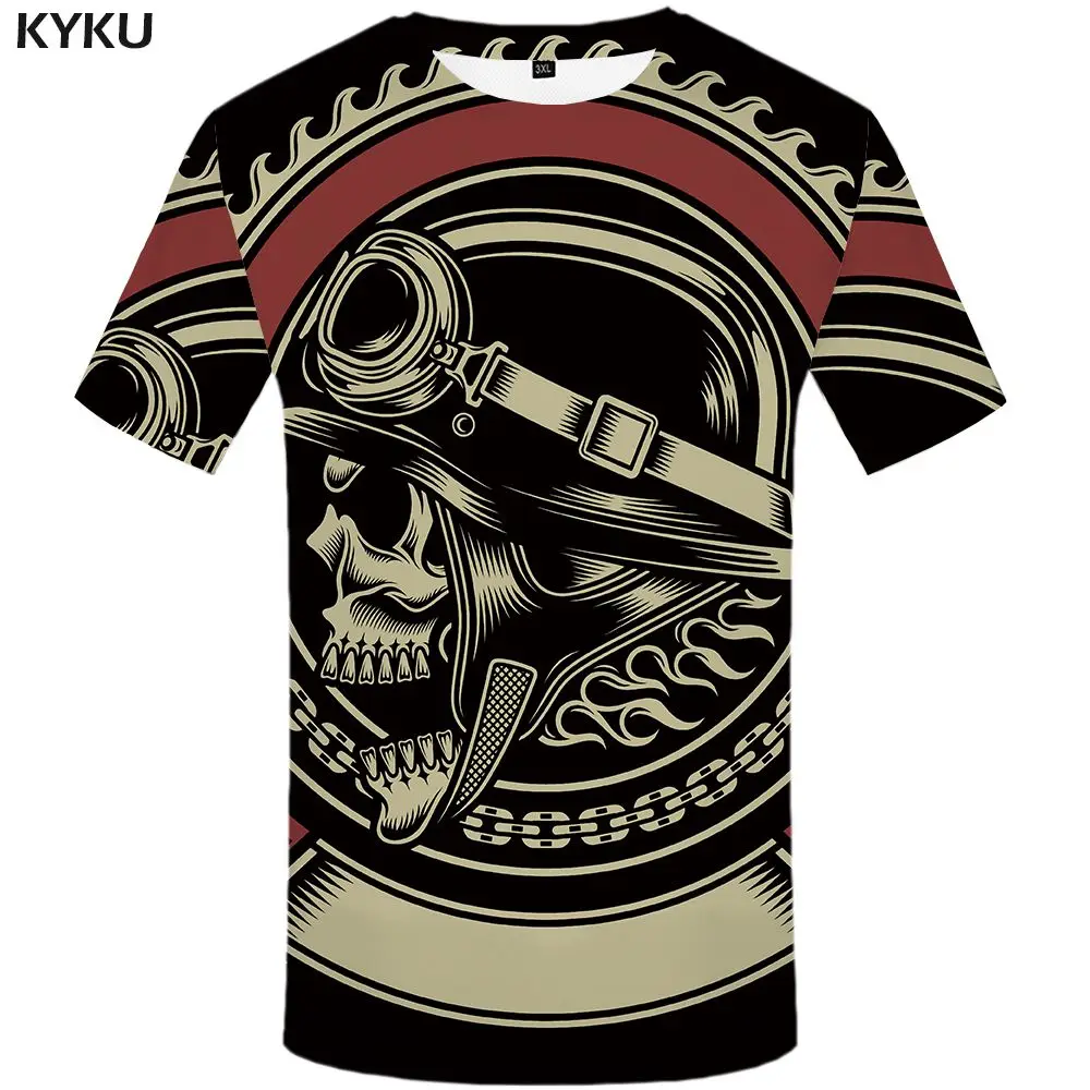 3d t shirt 08 Повседневная мужская футболка KYKU, черная футболка с 3D-принтом черепа и флага Великобритании, в стиле панк-рок, лето - Цвет: 3d t shirt 08